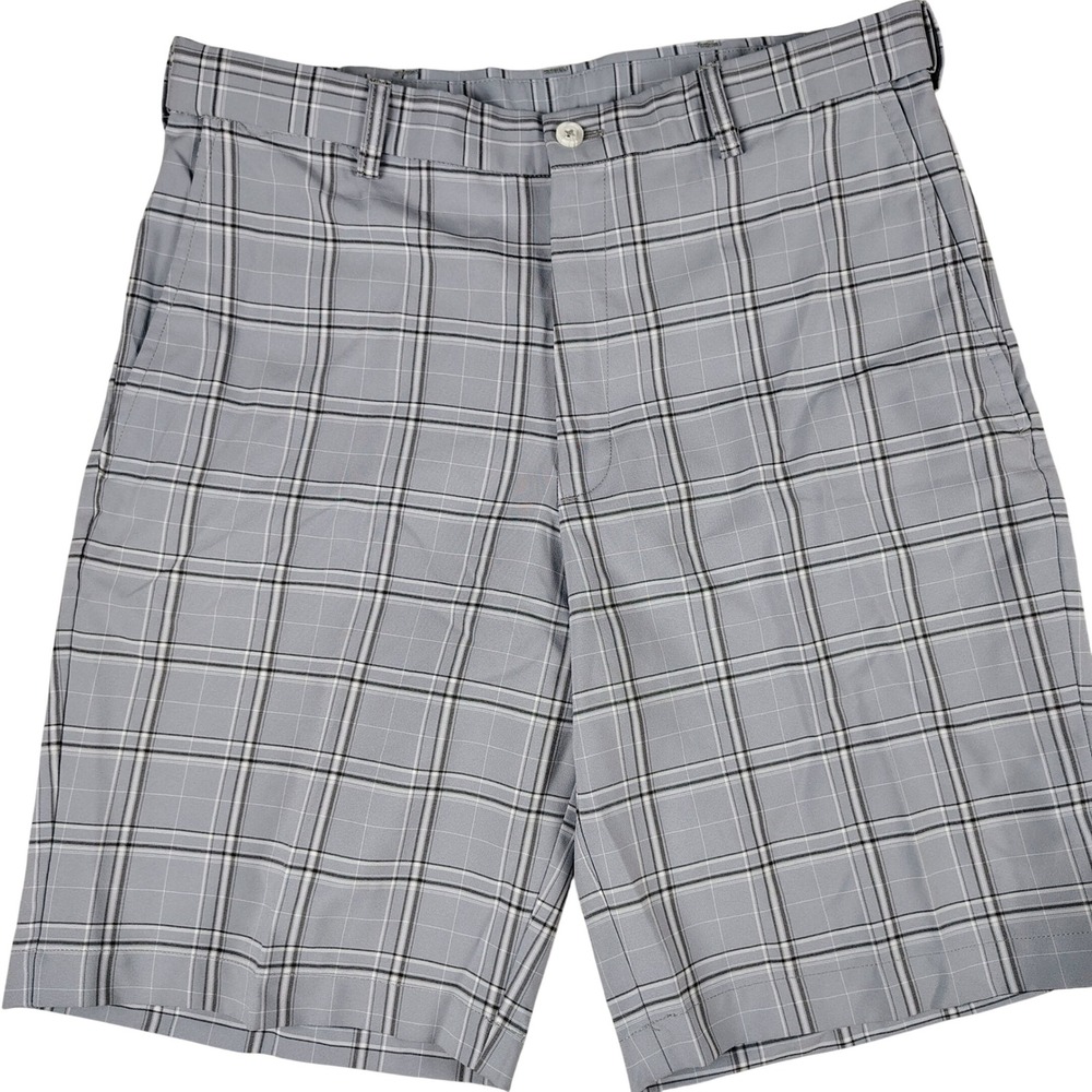 Haggar Mens Grey Plaid Golf Shorts Expandable Waist Size 32 WPL 386